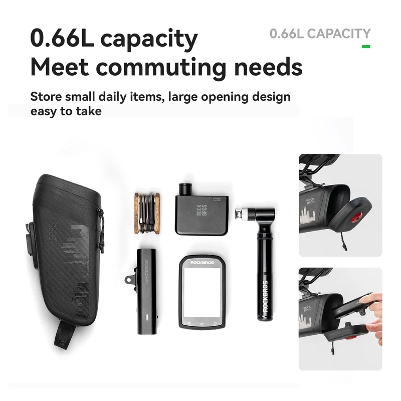 Waterproof Bike Saddle Bag with Rear Light