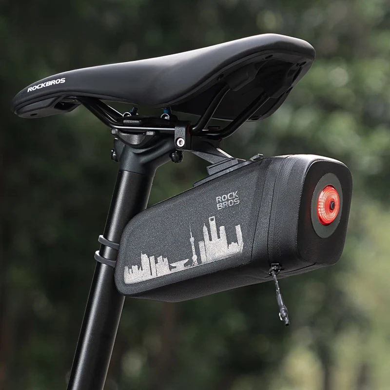 Waterproof Bike Saddle Bag with Rear Light