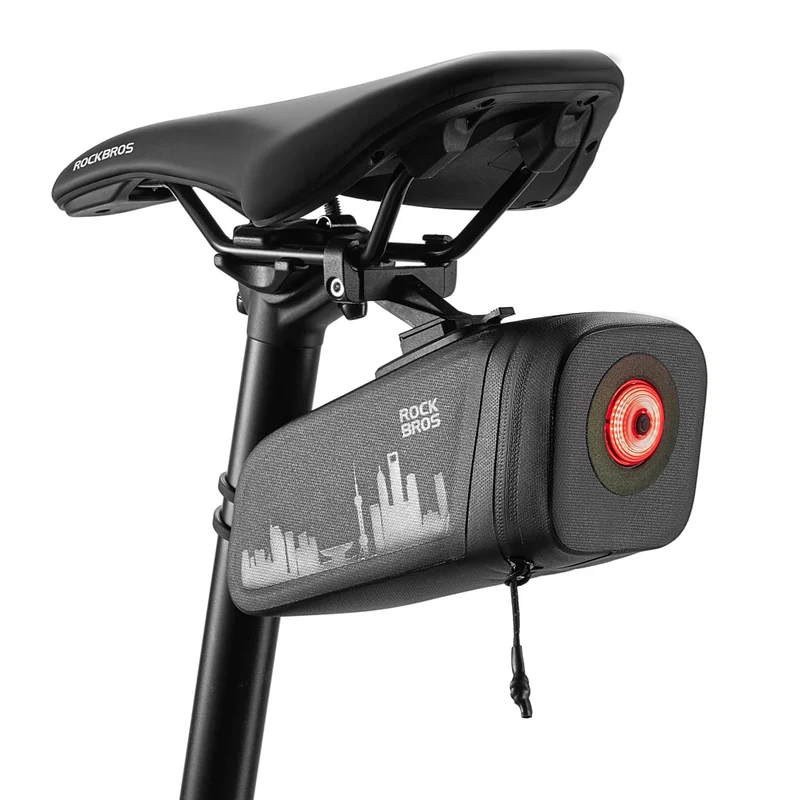 Waterproof Bike Saddle Bag with Rear Light