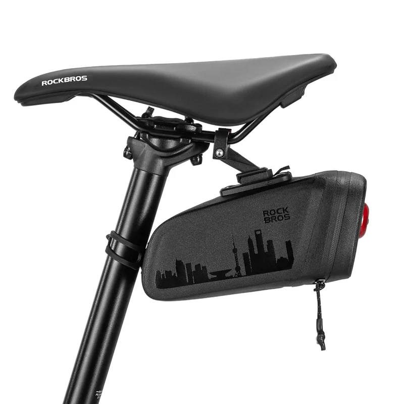 Waterproof Bike Saddle Bag with Rear Light
