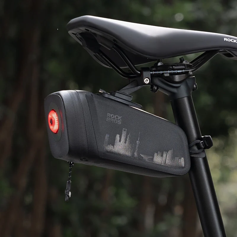 Waterproof Bike Saddle Bag with Rear Light