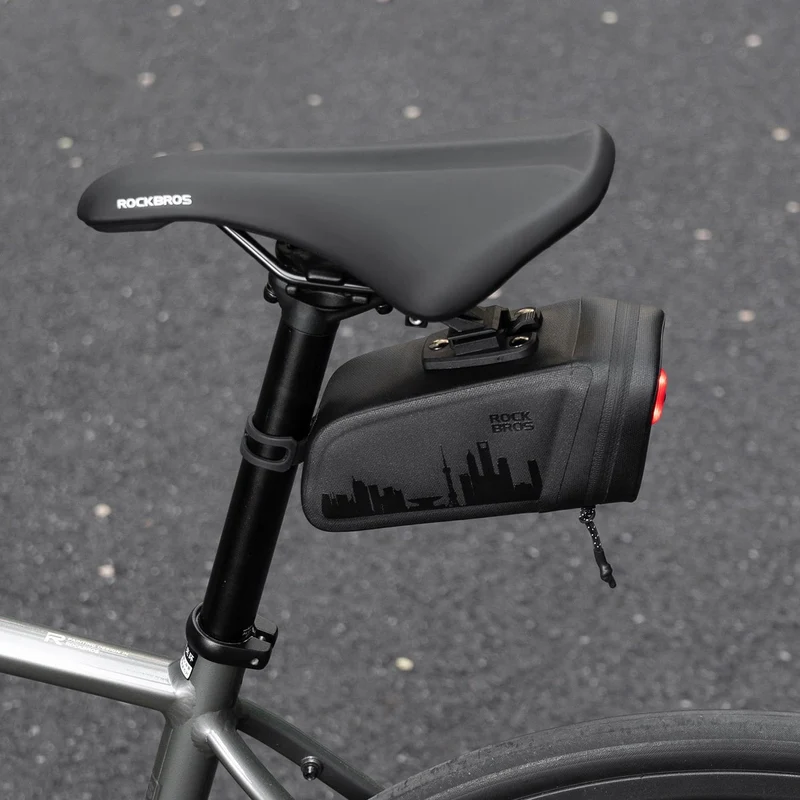 Waterproof Bike Saddle Bag with Rear Light