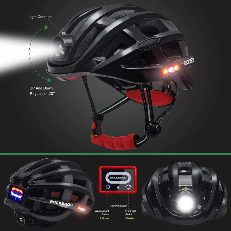 Smart Bike Helmet with LED Light Ultra-Lightweight