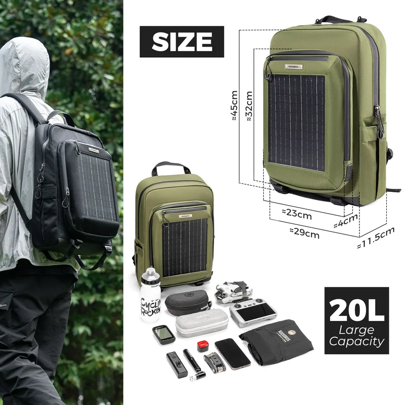 Large Capacity Solar-Powered Cycling Backpack-20L