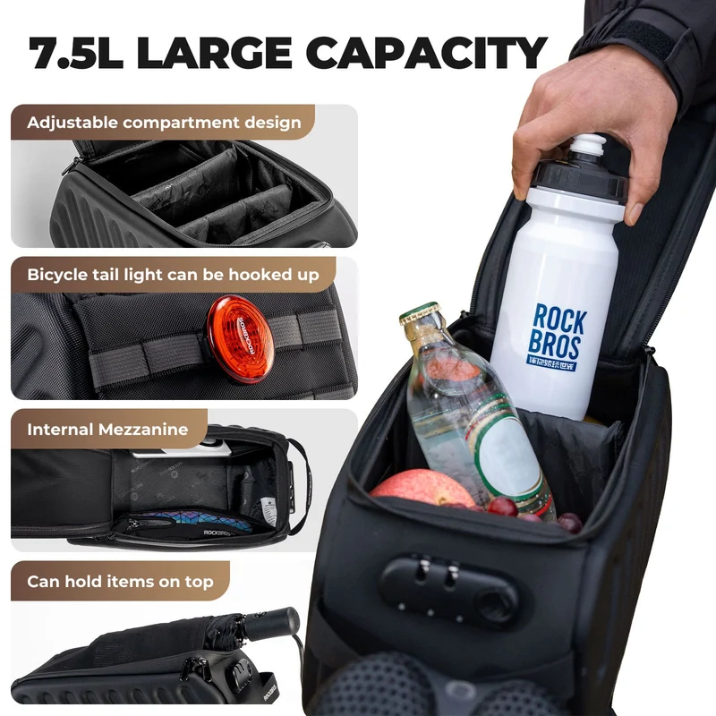 Bike Rear Rack Bag with Password Lock - 7.5L
