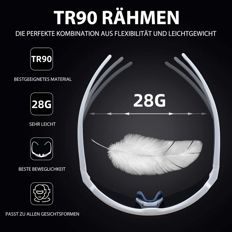 ROCKBROS Polarisierte Fahrradbrille mit 4 Wechselgläser