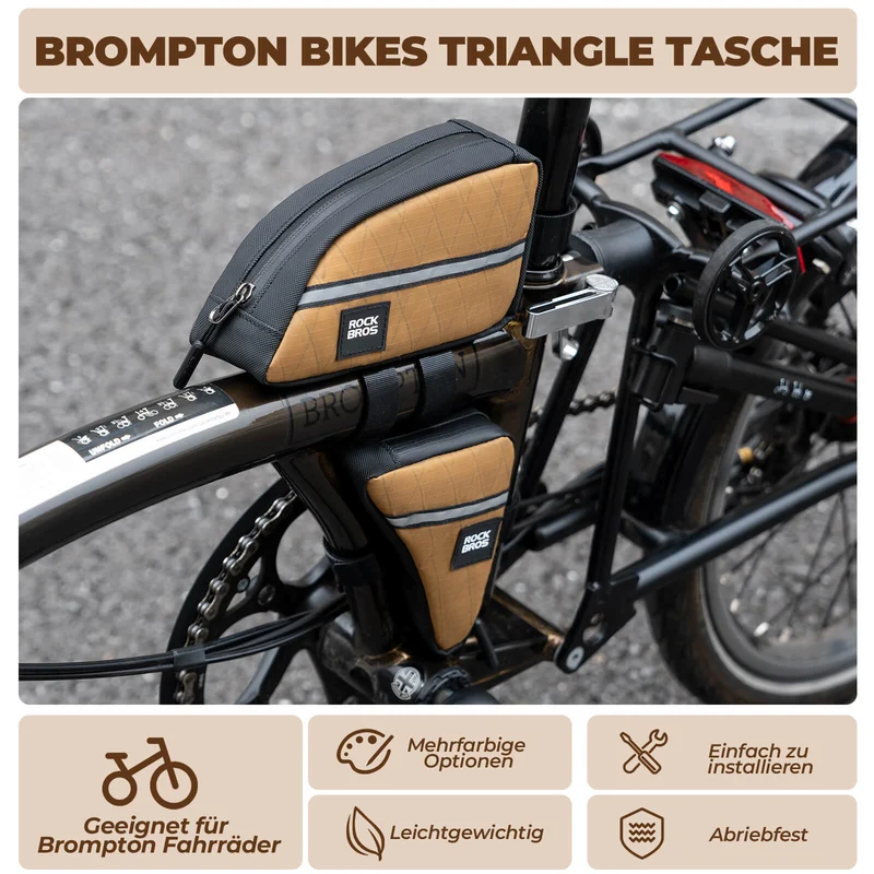ROCKBROS Fahrradtasche Rahmentasche Dreiecktasche for Brompton 0,25/0,3L