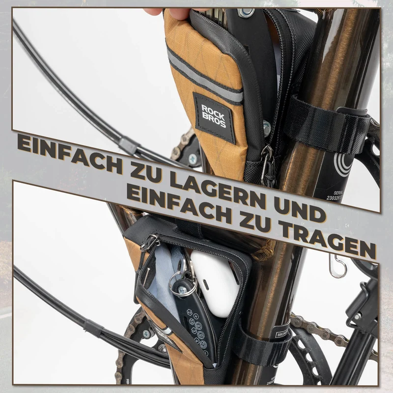 ROCKBROS Fahrradtasche Rahmentasche Dreiecktasche for Brompton 0,25/0,3L
