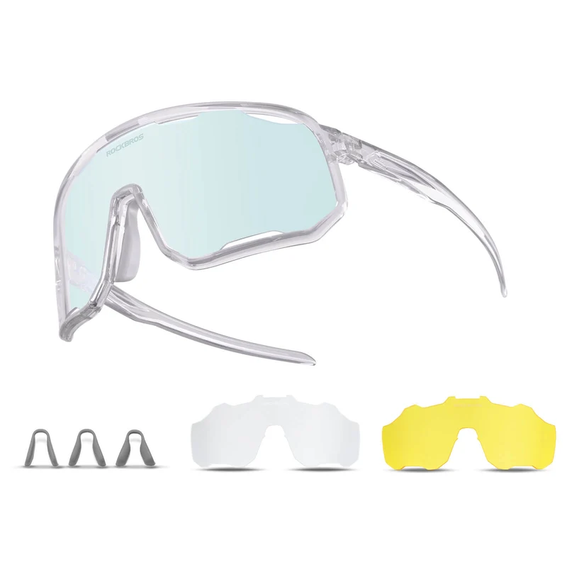 ROCKBROS Fahrradbrille Selbsttönende Sonnenbrille UV-Schutz Wechsel-Nasenpads Damen/Herren