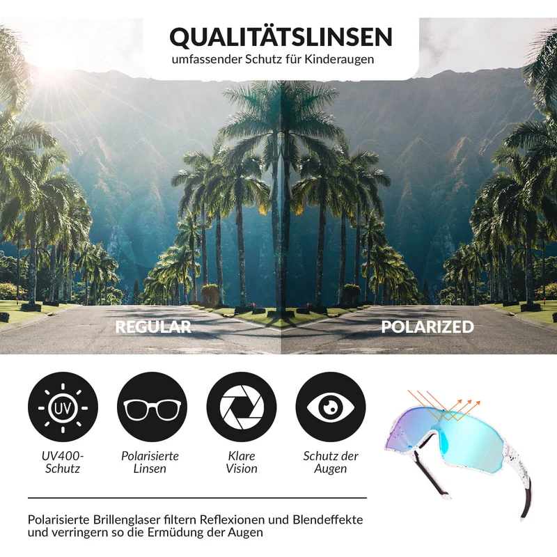ROCKBROS Kinder Fahrradbrille UV400-Schutz Polarisierte Sonnenbrille