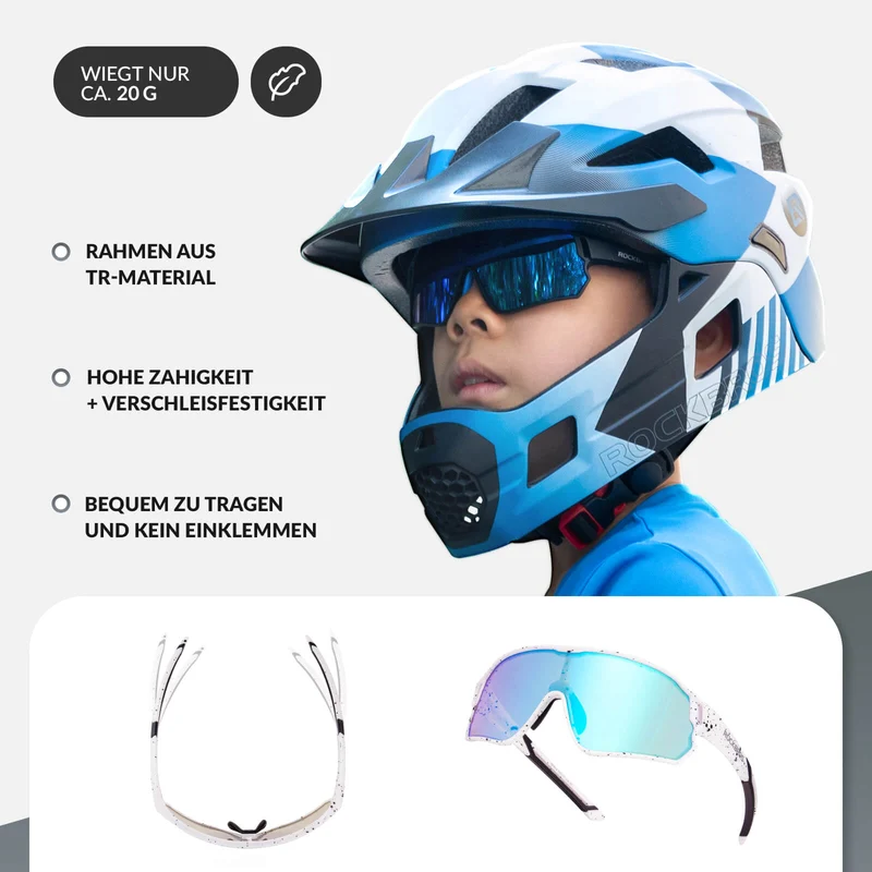 ROCKBROS Kinder Fahrradbrille UV400-Schutz Polarisierte Sonnenbrille