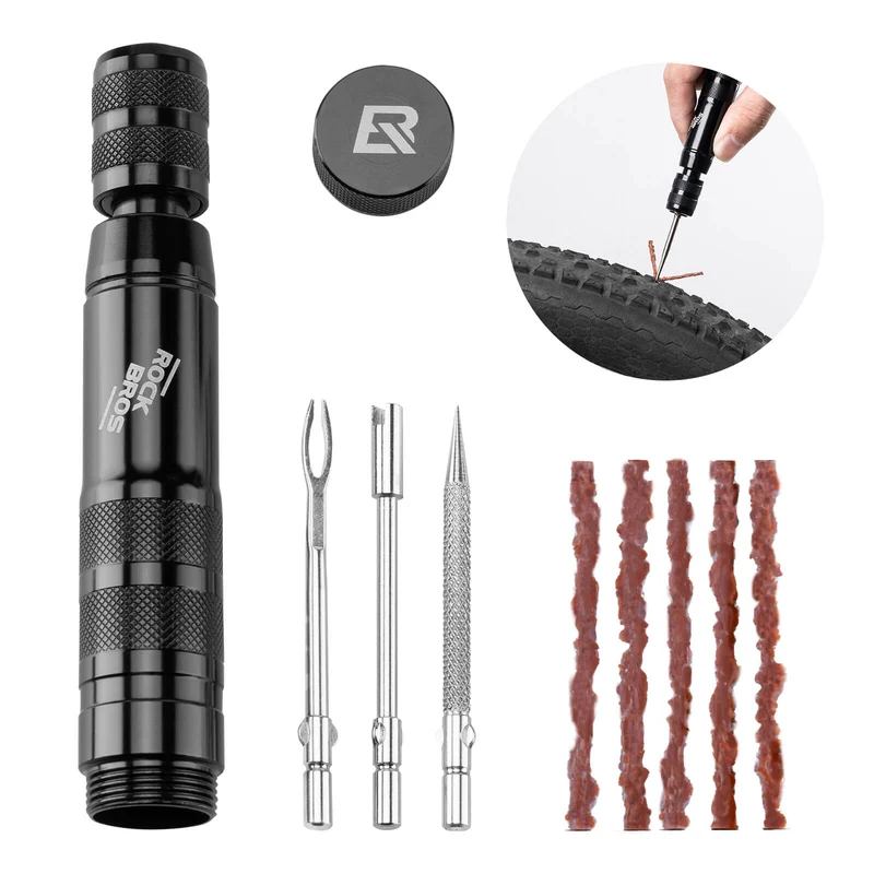 튜브리스 Reifenpannenset mit Gummistopfen, Aluminiumgehäus, Griff