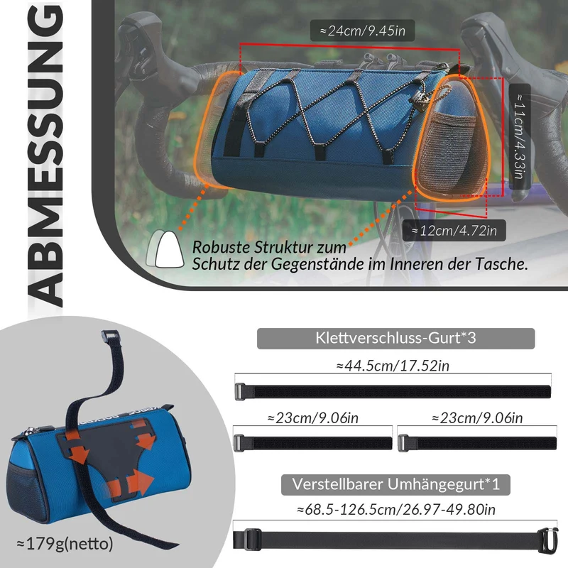 ROCKBROS Lenkertasche Multifunktionale Fahrradlenkertasche mit Schultergurt 1,5L