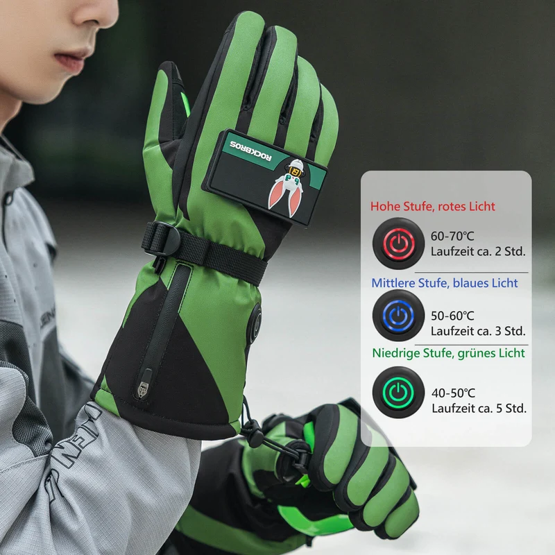 ROCKBROS 겨울 Beheizte Fahrradhandschuhe Handschuhe 3 Heizstufen M-XL