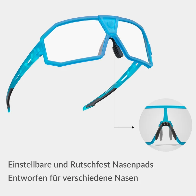 ROCKBROS 포토크롬 Sonnenbrille UV400-Schutz Fahrradbrille 유니섹스 Blau