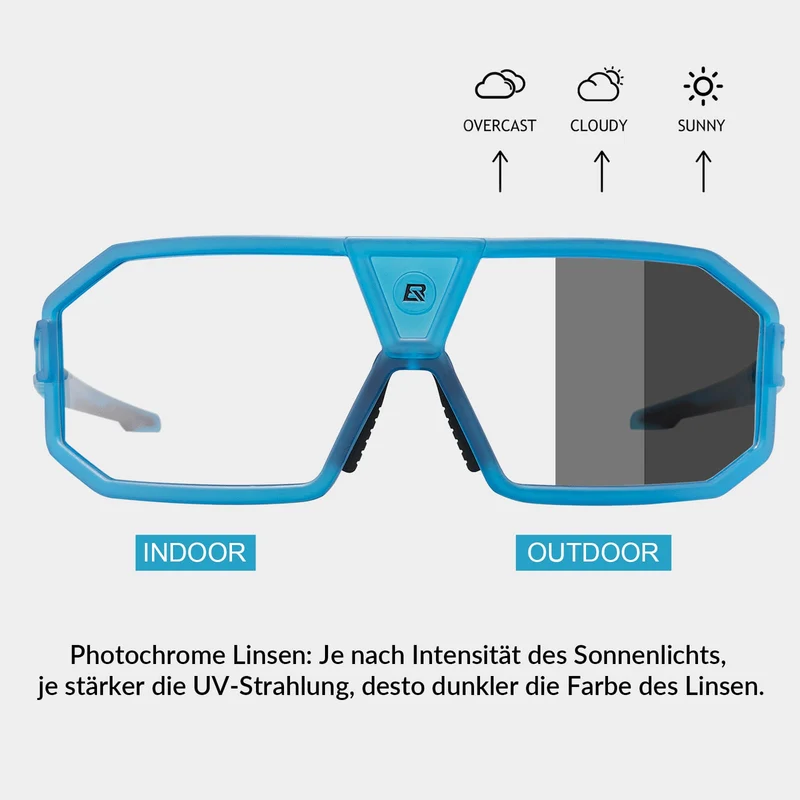 ROCKBROS 포토크롬 Sonnenbrille UV400-Schutz Fahrradbrille 유니섹스 Blau