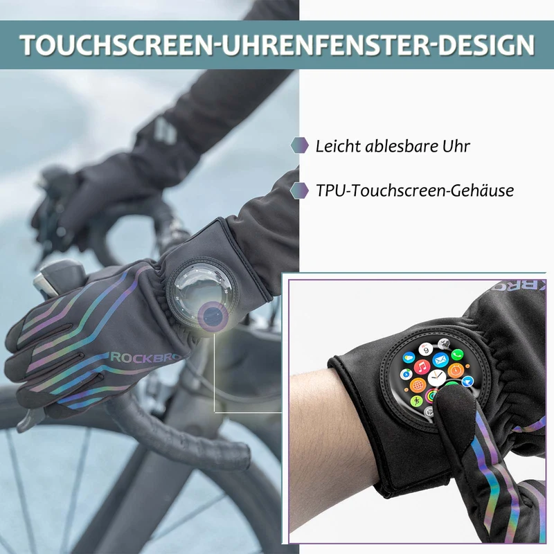 ROCKBROS Fahrradhandschuhe für Lauf, MTB Atmungsaktive Schwarz M-2XL