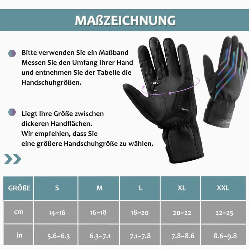 ROCKBROS Fahrradhandschuhe für Lauf, MTB Atmungsaktive Schwarz M-2XL
