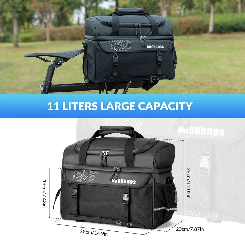 Insulated Bike Rear Rack Cooler Pannier – 11L