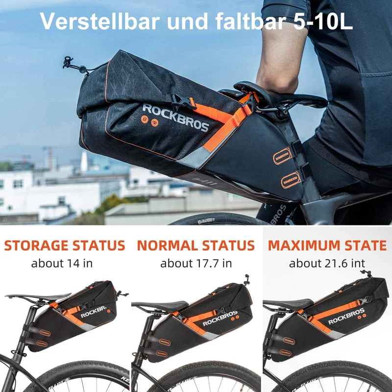 MTB Rennrad10L을 위한 ROCKBROS Satteteltasche wasserdichte Fahrradtasche