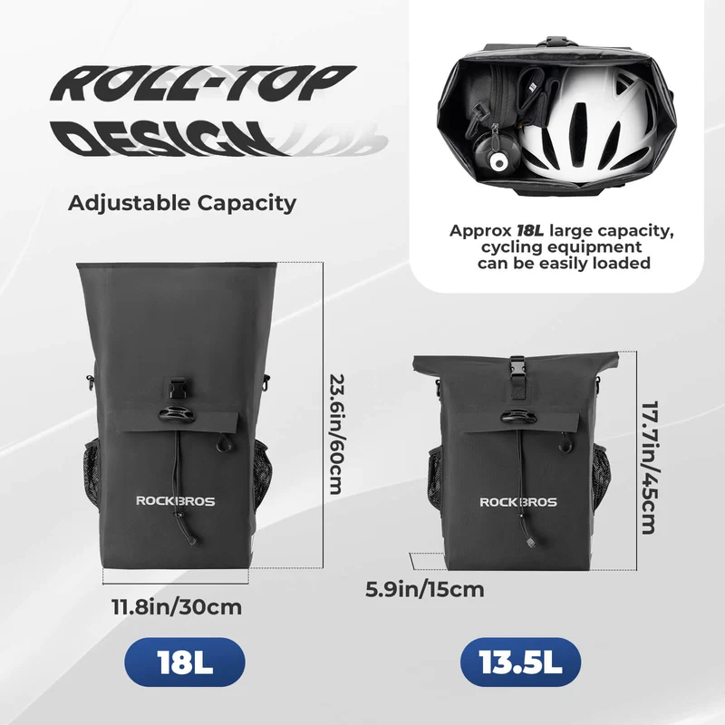 2-in-1 Bicycle Rear Rack Bag Backpack - 18L