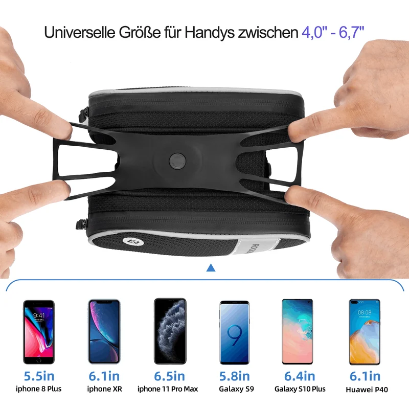 ROCKBROS Fahrrad Rahmentasche mit 360° 건조 Handyhalter 1,5 L BK