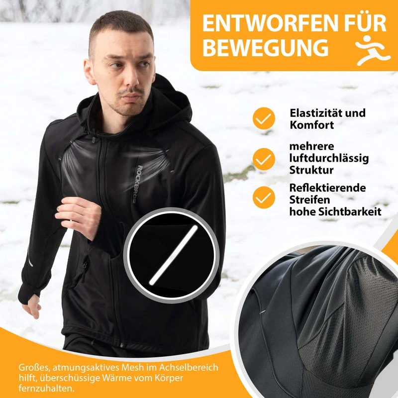 ROCKBROS Winter Fahrradjacke Winddicht – TPU 터치스크린 장착