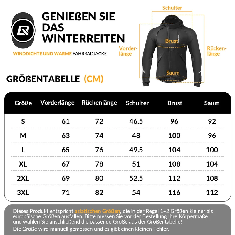 ROCKBROS Winter Fahrradjacke Winddicht – TPU 터치스크린 장착