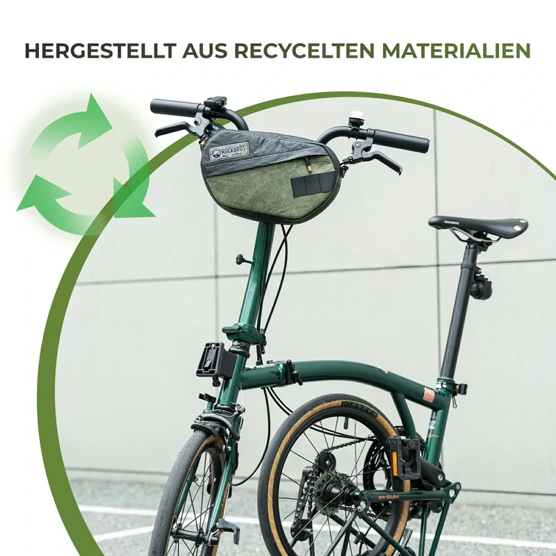 ROAD TO SKY Nachhaltige Fahrrad-Lenkertasche aus recycelten Reifen 2.5L