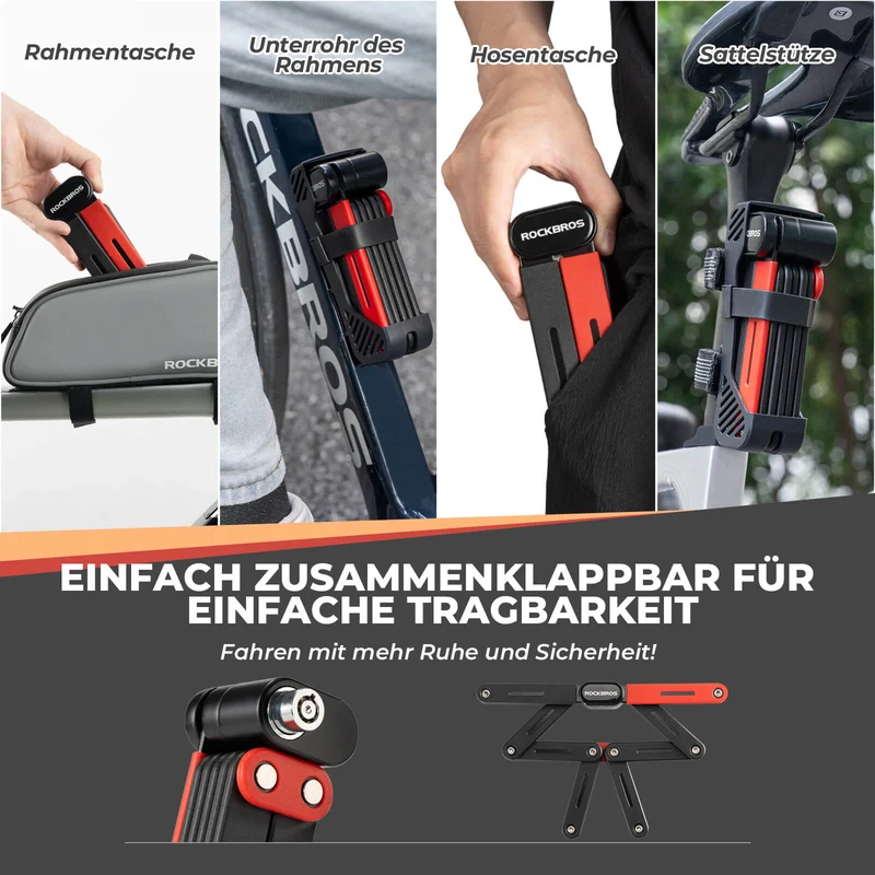 ROCKBROS Fahrrad Klapp-Fahrradschloss 견고한 Diebstahlschutz mit 2 Schlüsseln