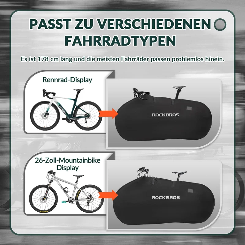 ROCKBROS Fahrrad Transporttasche Wasserdichte Tragetasche für Fahrräder bis 26 Zoll