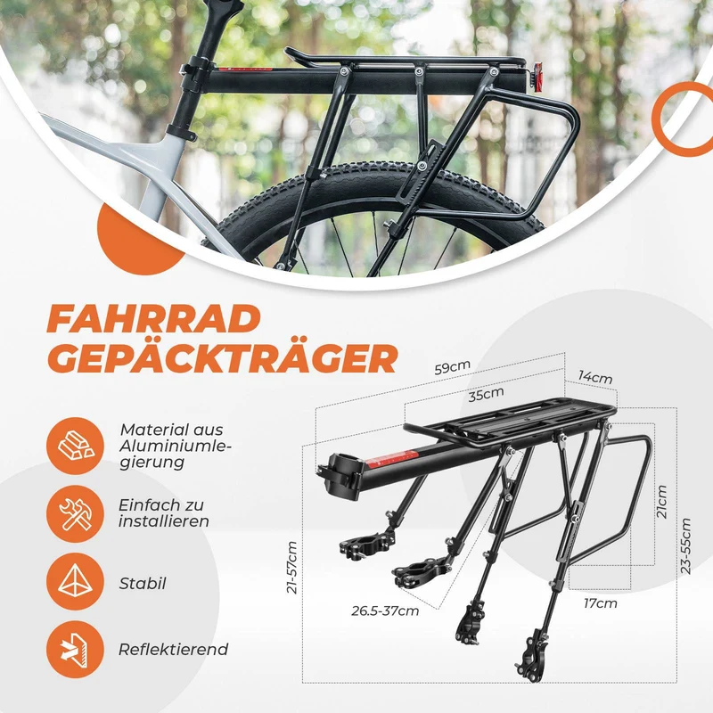 ROCKBROS Fahrrad Gepäckträger Verstellbar mit Schnellspanner 반사판