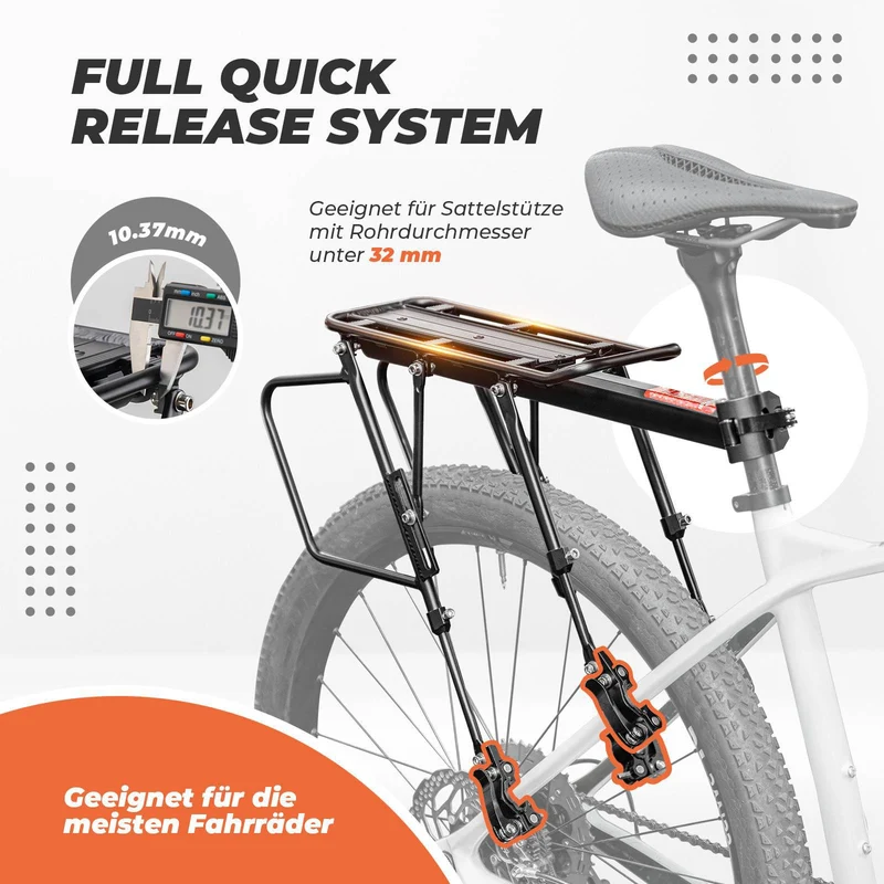 ROCKBROS Fahrrad Gepäckträger Verstellbar mit Schnellspanner 반사판