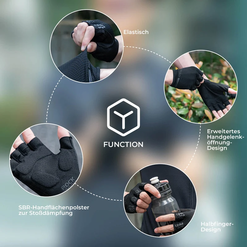 ROCKBROS Fahrrad Handschuhe Halbfinger rutschfest Stoßdämpfende Sommer