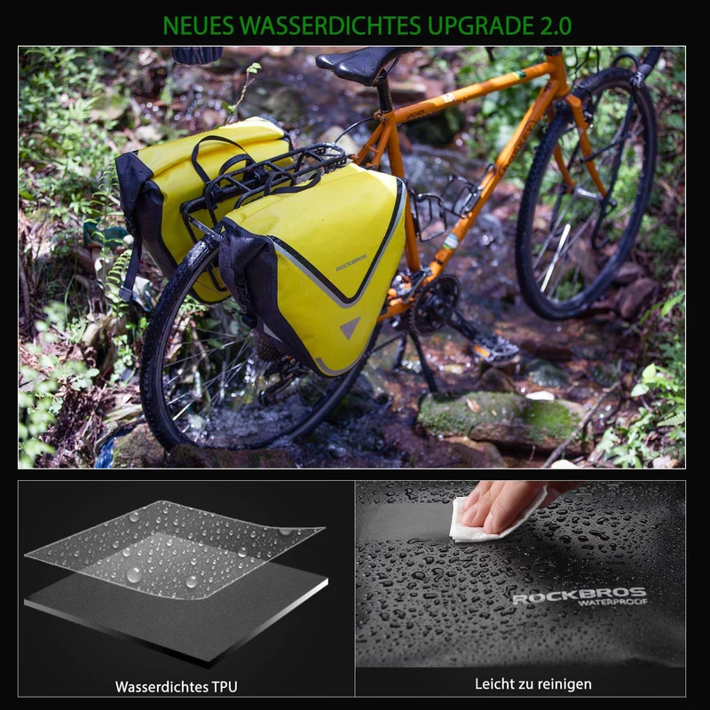 ROCKBROS Fahrrad Transporttasche 100% wasserdichte mit Schultergurt 20L 겔브/슈바르츠 골드