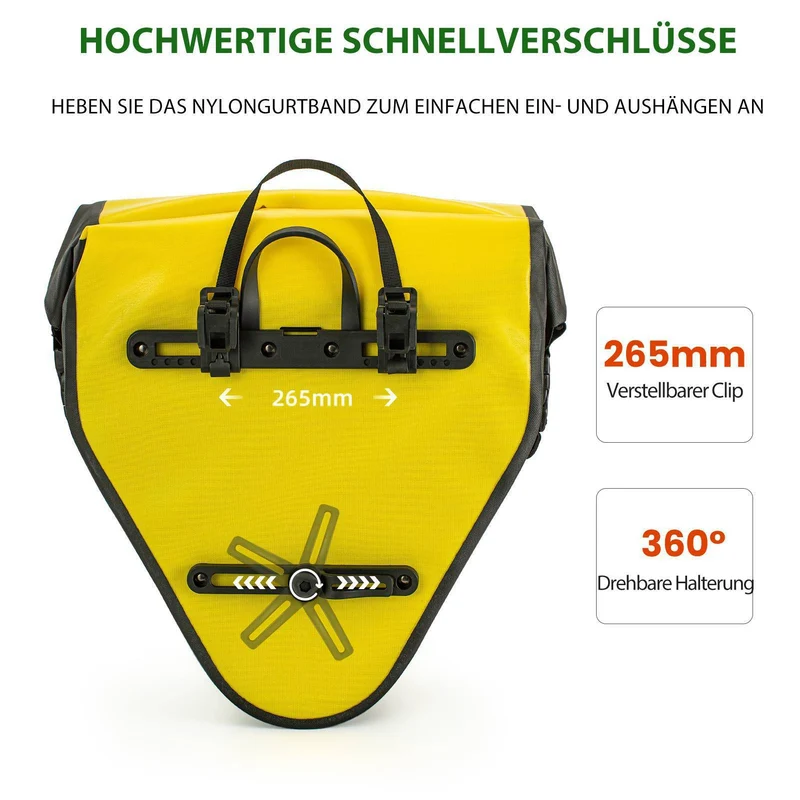 ROCKBROS Fahrrad Transporttasche 100% wasserdichte mit Schultergurt 20L 겔브/슈바르츠 골드