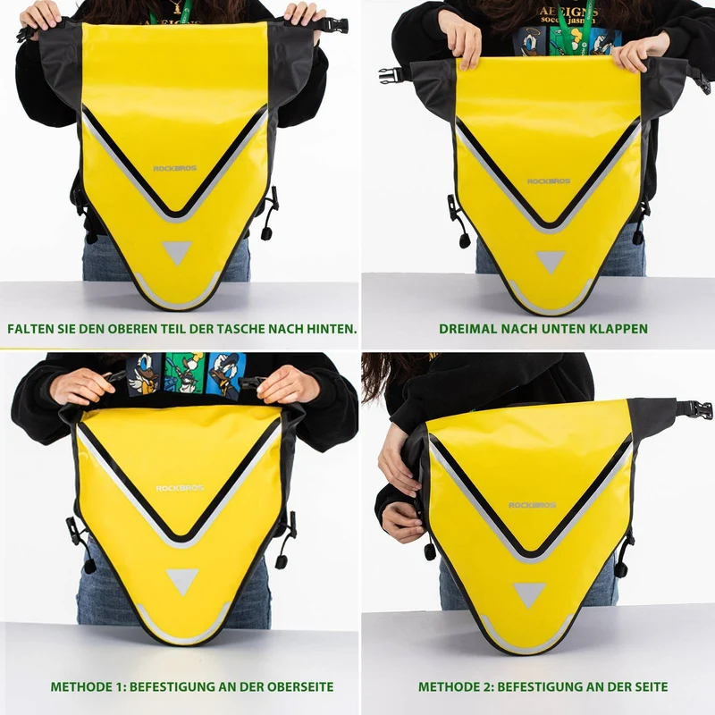 ROCKBROS Fahrrad Transporttasche 100% wasserdichte mit Schultergurt 20L 겔브/슈바르츠 골드