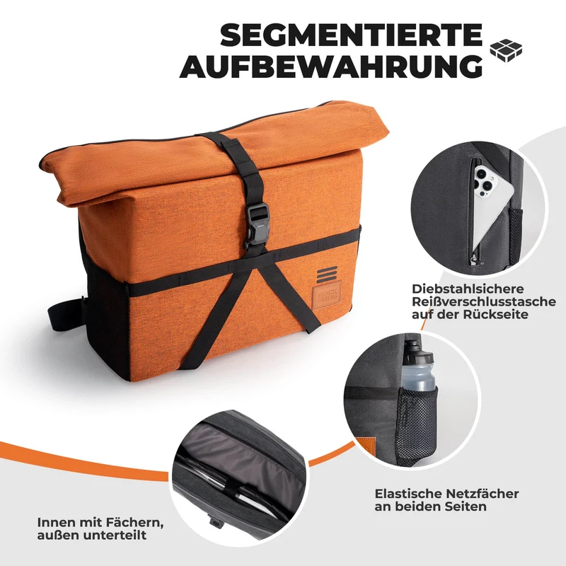4-in-1 Fahrradtasche fir Brompton Magnetverschluss 8-10L