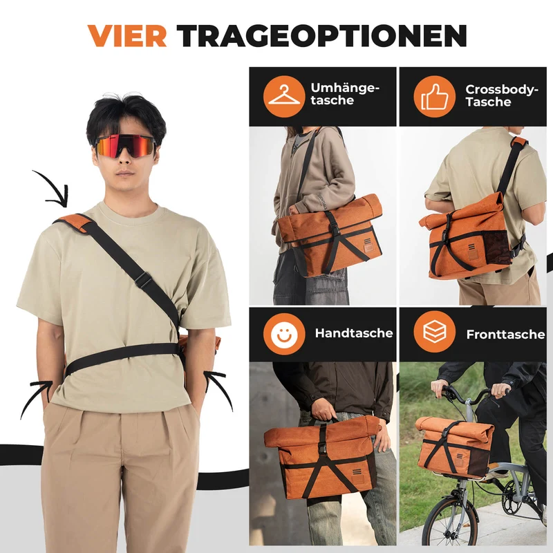4-in-1 Fahrradtasche fir Brompton Magnetverschluss 8-10L