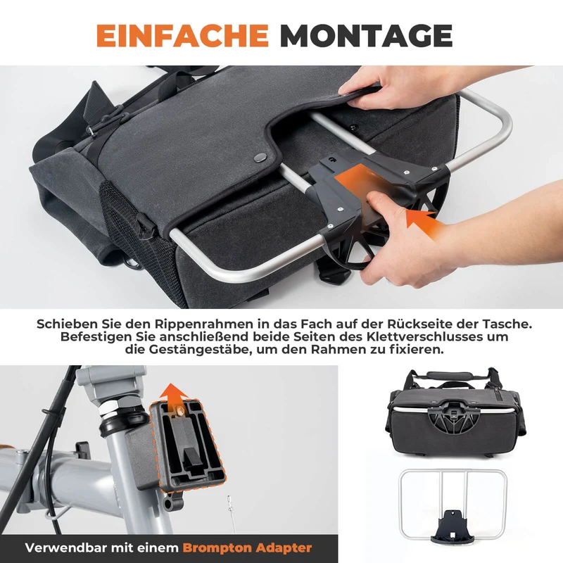4-in-1 Fahrradtasche fir Brompton Magnetverschluss 8-10L