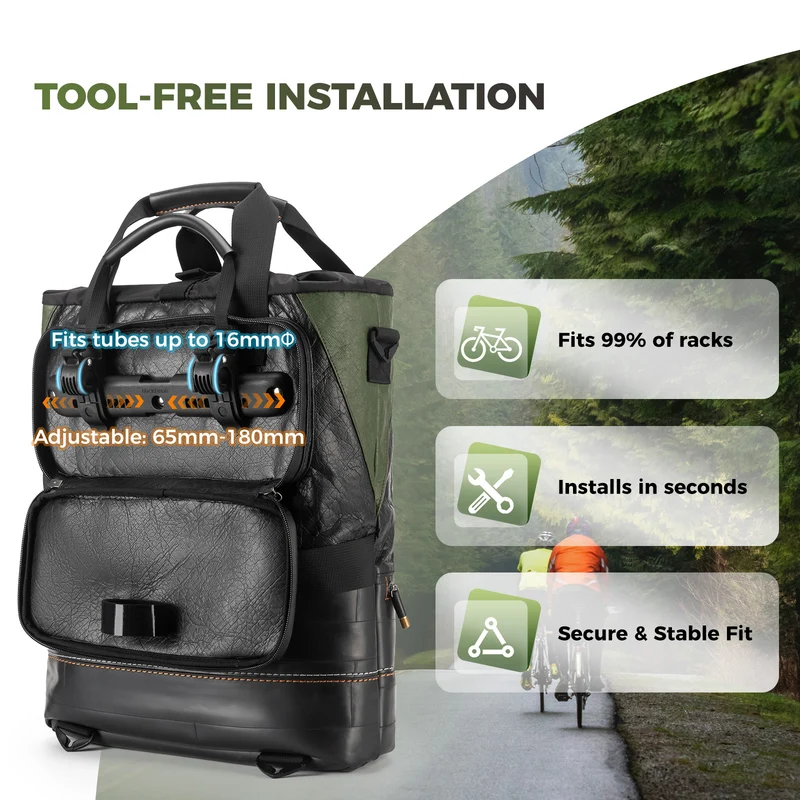 ROAD TO SKY Recycled Tire Bike Panniers - 12L