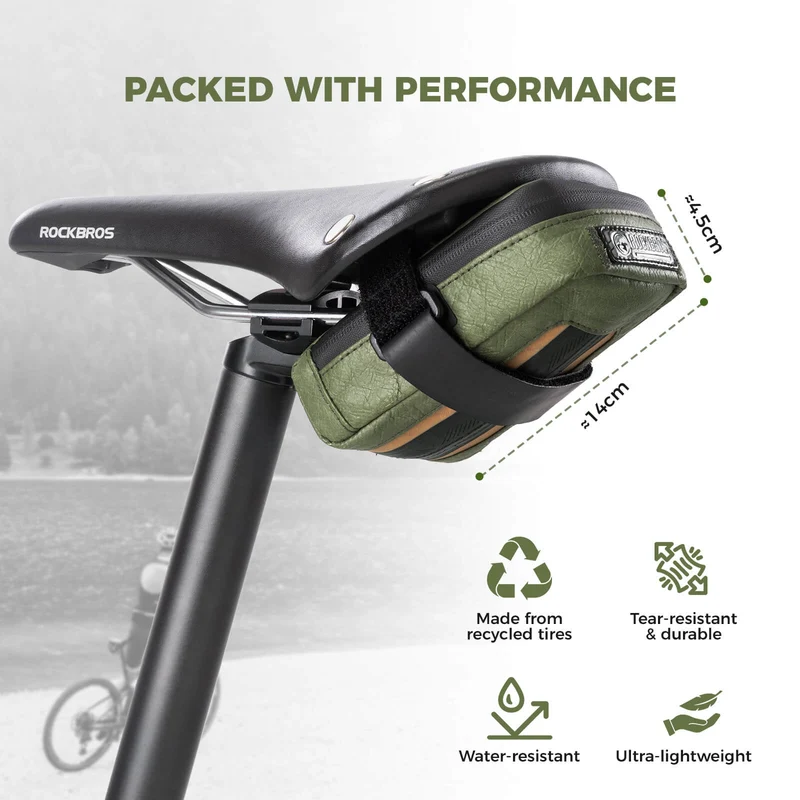 ROAD TO SKY Recycled Tire Mini Bike Saddle Bag - 0.4L