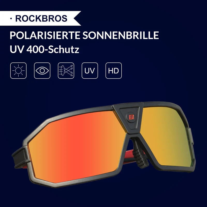 ROCKBROS Polarisierte Sonnenbrille Fahrradbrille 유니섹스 Schwarz-Rot