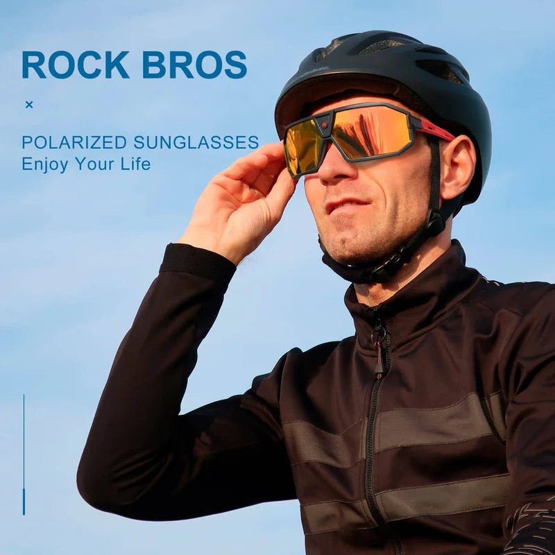 ROCKBROS Polarisierte Sonnenbrille Fahrradbrille 유니섹스 Schwarz-Rot