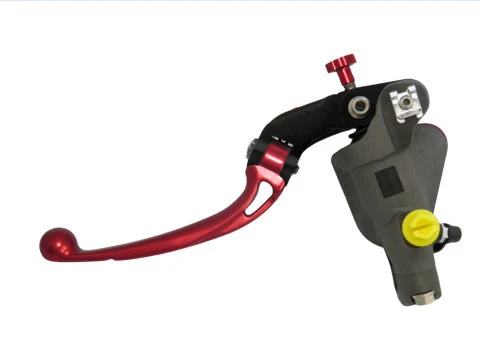 KURZER ROTER Radial-Hauptbremszylinder 19 x 18 mit integriertem Behälter und farbigem Festhebel (Knopf + Hebel) ACCOSSATO