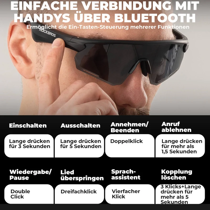 Smarte Fahrradbrille mit Bluetooth: Elektronisch, Selbsttönend & Polarisiert