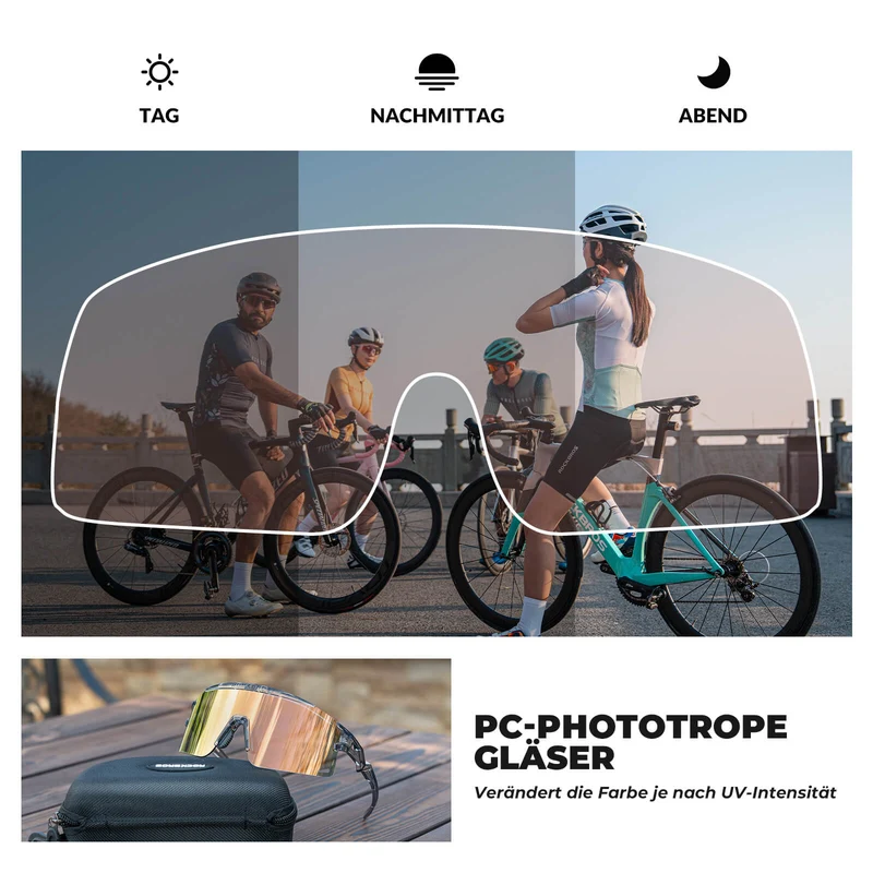 ROCKBROS Fahrradbrille Selbsttönend/Polarisiert Antibeschlag Winddicht UV-Schutz