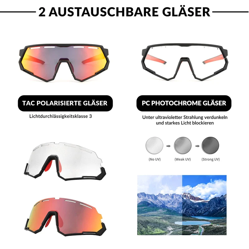 ROCKBROS Fahrradbrille 2-in-1 Sportbrille Polarisiert & Selbsttönend