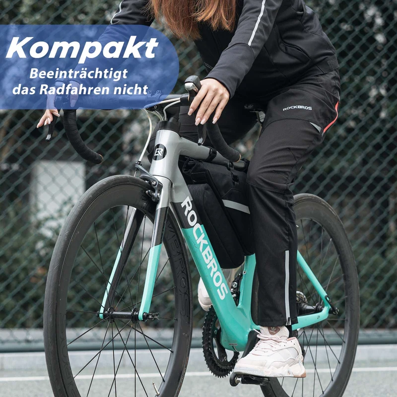 ROCKBROS Fahrradtasche Set 2-in-1 Abnehmbare Rahmentasche 1,3 L+0,7 L Schwarz