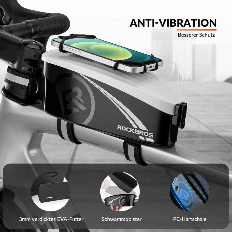 ROCKBROS Fahrrad Rahmentasche Oberrohrtasche mit Regenschutz